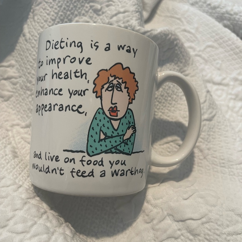 Hallmark/Shoebox greetings humorous White Mug. Dieting Mug Box has some wear.